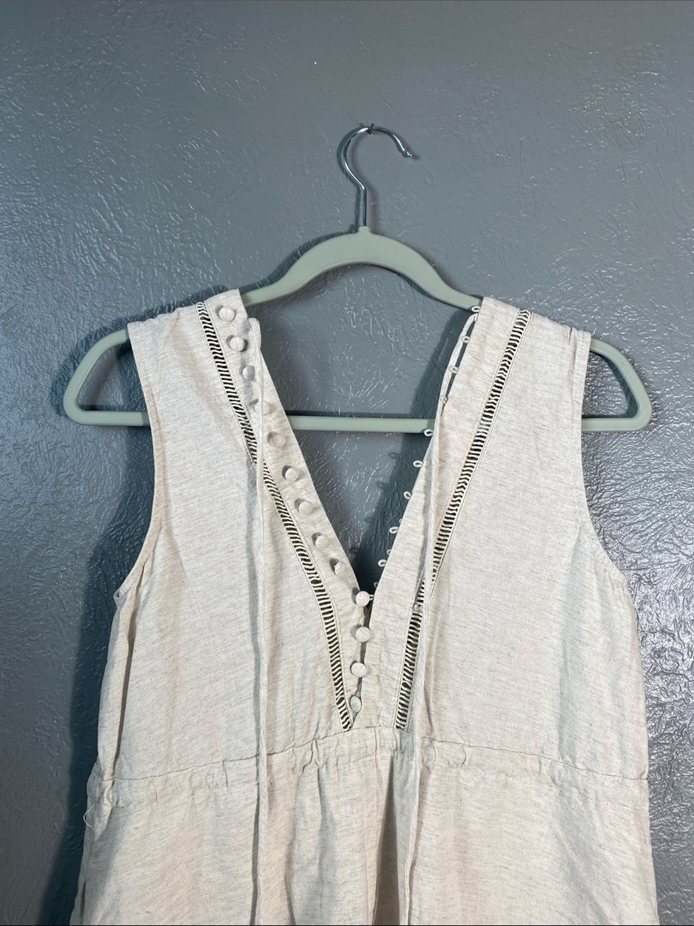 Chicwish Women's Linen Blend Midi Dress S Beige Cottagecore Embroidered - Picture 7 of 7